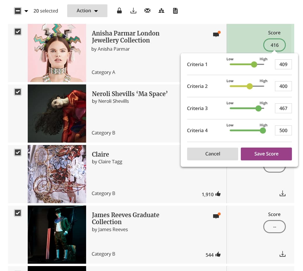 Screenshot of simplifying your creative submissions on Zealous